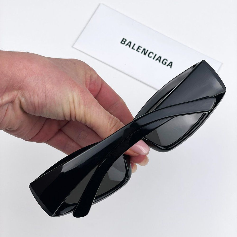 Balenciaga BB0266S 001 Sunglasses Black Grey Rectangle  Unisex - Picture 4 of 12